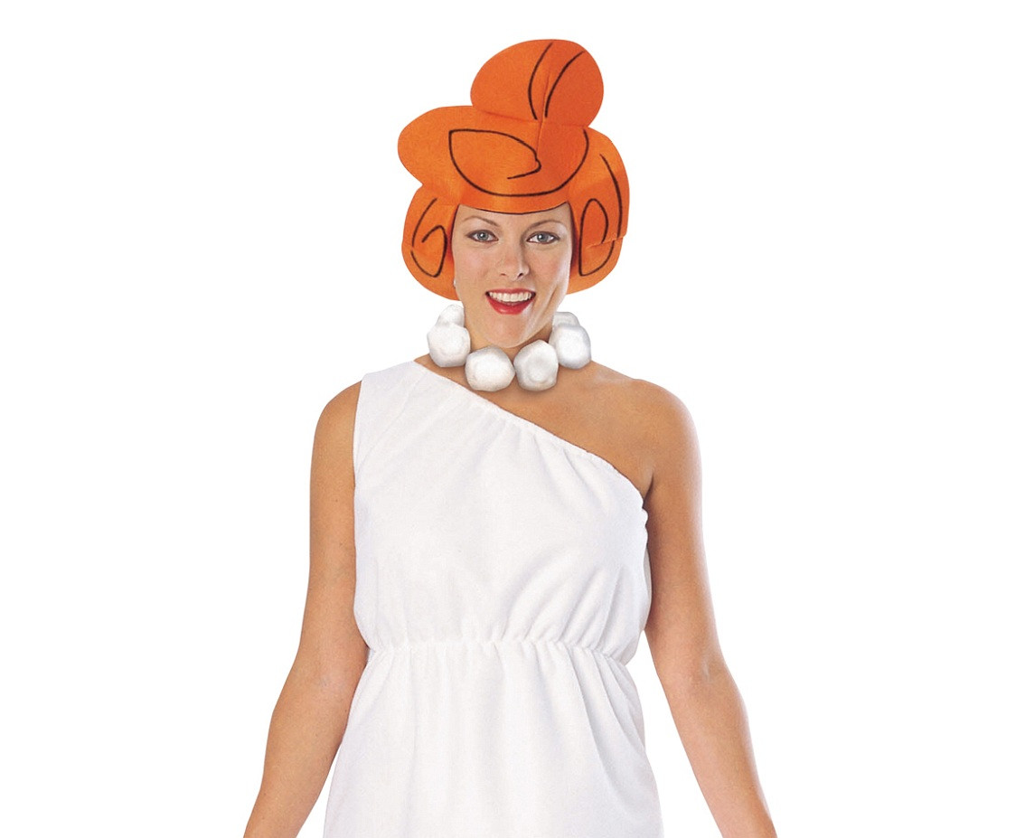 Role play-set for adult Wilma Flinstone (dress, necklace and headpiece), one size